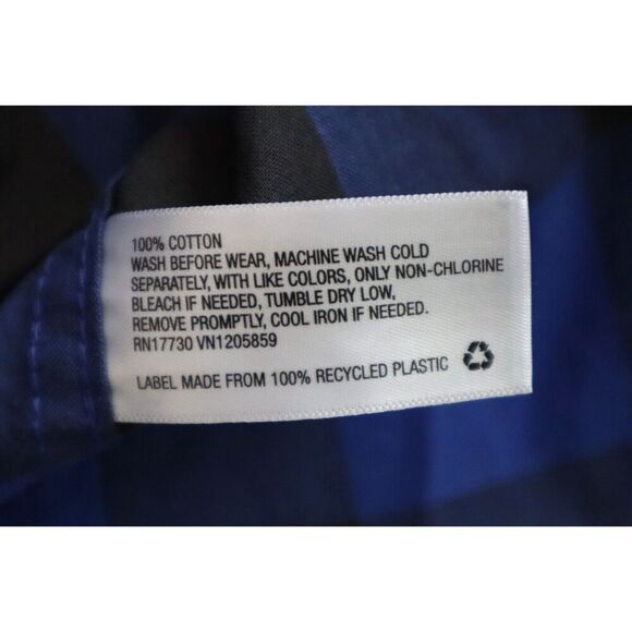 Cat & Jack Boys Sz 2XL (18) Blue/Black Poplin Check L/S Button-Down Shirt - Picture 5 of 7